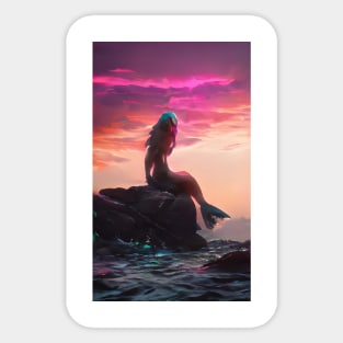 Mermaid beauty at sunset Sticker